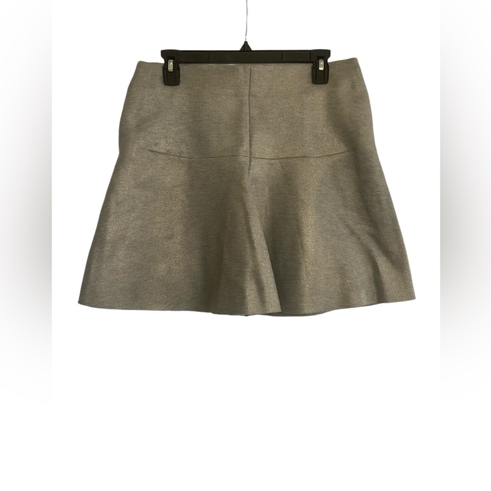 COS Metallic Silver Mini Skirt • Y2K High-Waisted A-Line Party Skirt Sz S